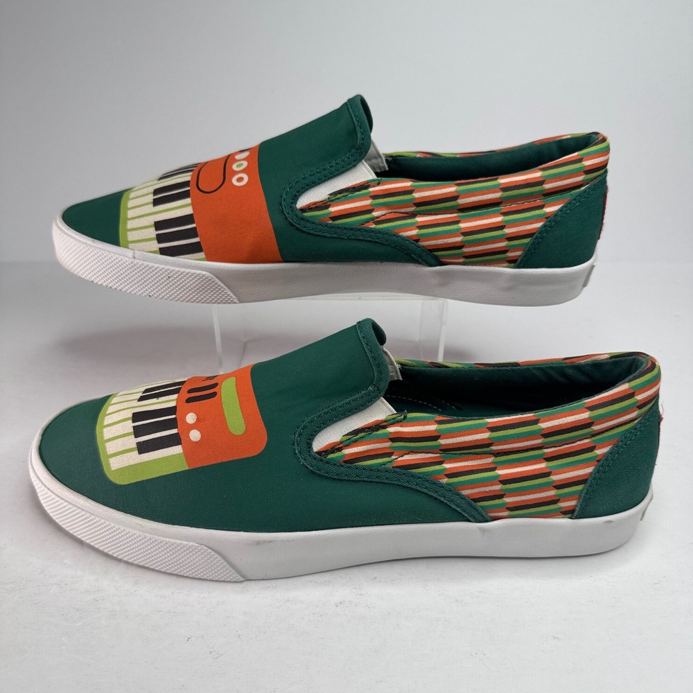 Bucketfeet ACL Fest Keyboard Green Slip On Sneakers Womens 9 Austin City Limits